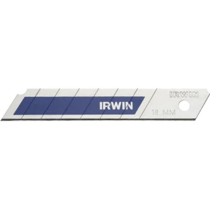 IRWIN Cuttermesser 10507103 Bi-Metall Abbrechklingen 18 mm, 8er-Set, splitterfrei, langlebig, blau