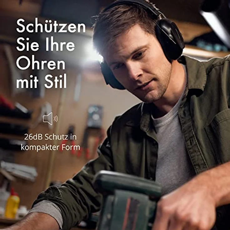 Alpine Defender Gehörchutz für Erwachsene zur Lärmreduzierung - Premium-kapselgehörschutz für Lernen, die Konzentration, gehörschutz arbeit - Leichtes Design - Ohrenschutz lärmschutz - 26dB – Bild 2