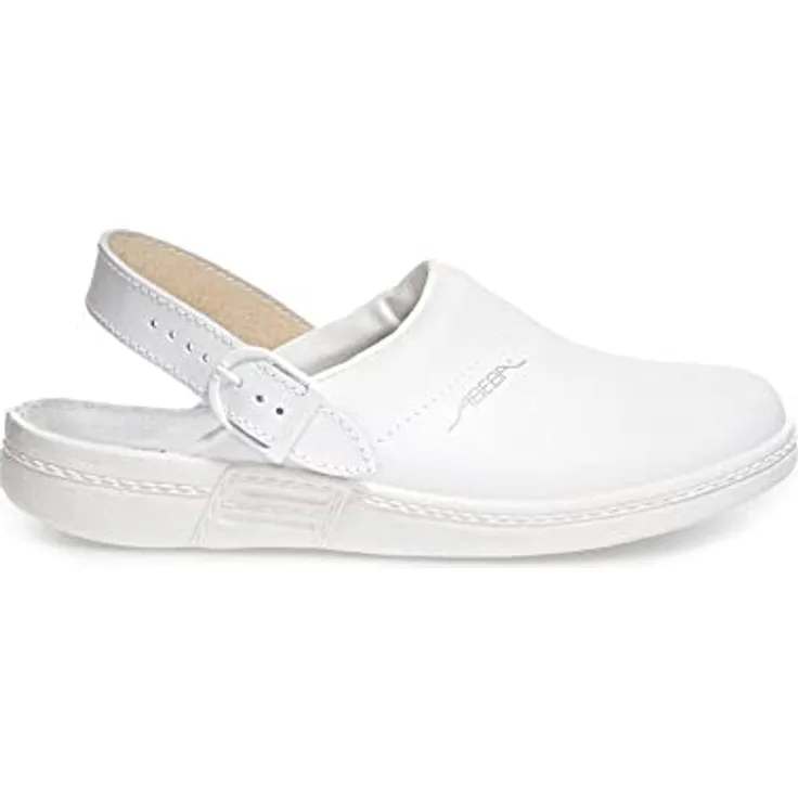 Abeba Berufsschuh The Original Clog 7021-40 aus Glattleder mit rutschhemmender Laufsohle OB, FO, SRC (Weiß, 40)