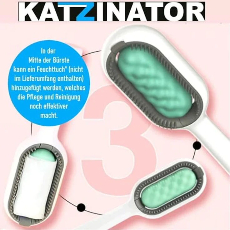 KATZINATOR Katzenbürste Fellpflegebürste Haustierbürste Fellbürste, Tierhaarentferner Fellpflege Bürste Katzen Hunde für kurz & lang Haar – Bild 4