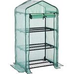 Gardebruk Foliengewächshaus 0,34m² aufrollbare Tür klein Treibhaus Tomatenhaus Pflanzenhaus Anzucht 3 Ablagen