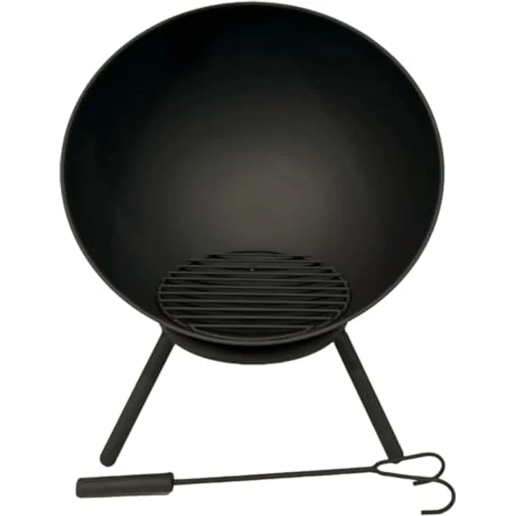 Jet-Line® Feuerschale NAVARO | Outdoor | Feuerstelle Garten | Terrasse | 60 cm | geneigt oder horizontal | Funken- und windgeschützt | Schwarz lackiert | Wetterfest Outdoor – Bild 1