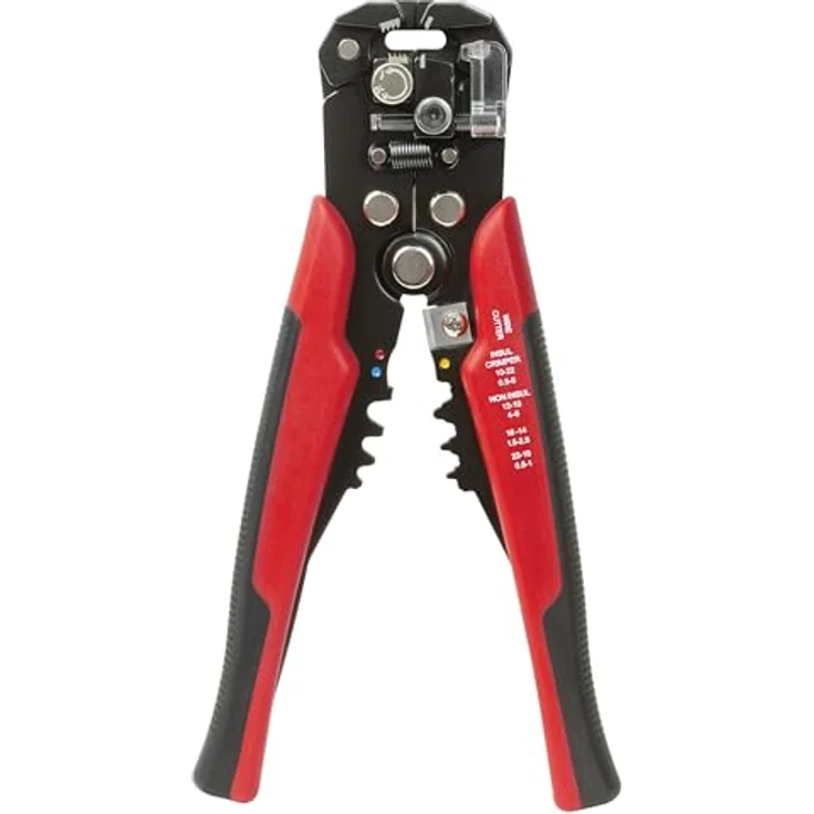 Sintron Tools Kombi-Abisolierzange CWS2, 3in1 Zange zum Schneiden, Abisolieren und Crimpen, SK5 Carbonstahl, ergonomischer gummierter Griff, einstellbarer Abisolier-Druck, 10-24 AWG – Bild 1