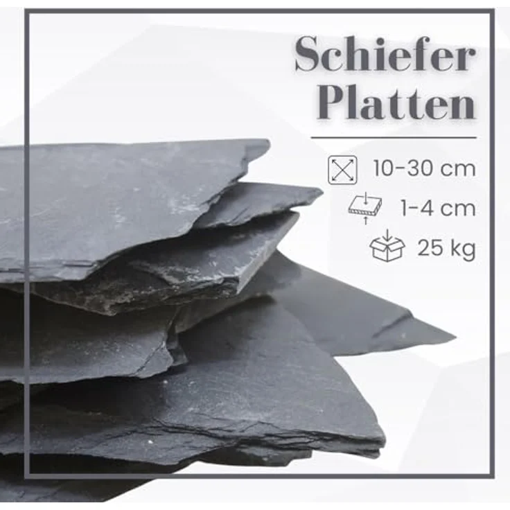 AquaOne Aquarium Steine Schieferplatten I Natursteine 25kg schwarz-grau I 10-30 cm pro Stein - Aquascaping Schiefer Gestein Dekoration Terrarium – Bild 2