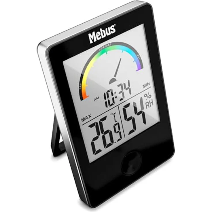 Mebus 40929 Thermo-Hygrometer, digitales Innenthermo- und Hygrometer mit Komfortanzeige, schwarz – Bild 3