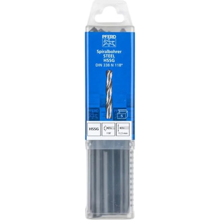 PFERD TOOLS Spiralbohrer STEEL, 5 Stück | Ø 11,5 mm, HSS-G N, DIN 338, 118° mit Kreuzanschliff für präzise Bohrlöcher – Bild 2