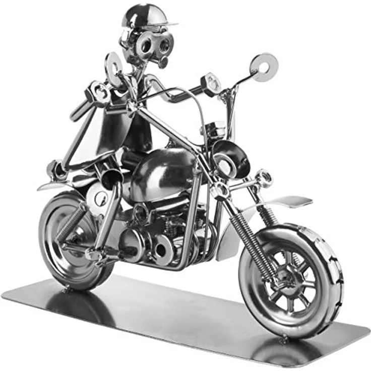 BRUBAKER Schraubenmännchen Motorradfahrer - Metallfigur Handarbeit - Motorrad Geschenk – Bild 2