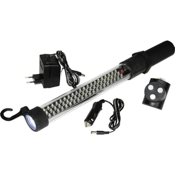 HP Autozubehör 28368 Akku Arbeitsleuchte, 60+17 LEDs, akkubetrieben, über Steckernetzteil und KFZ-Stecker, mit Aufhänger und Magnethalterung