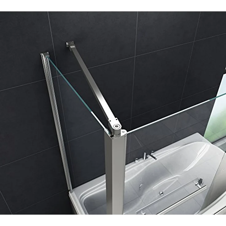 Glasdeals UNIONO Eck Badewannenaufsatz Duschtrennwand, 75 cm, aus 6 mm ESG, verchromte Aluminiumprofile, Hebe- und Senkfunktion, mit Handtuchhalter – Bild 4