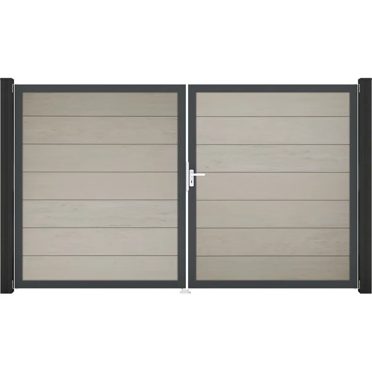 GROEN & JANSSEN GroJa Solid Grande Doppeltor 2-flügelig, Alu-Rahmen Anthrazitgrau DB 703, 300x180x4 cm, DIN links