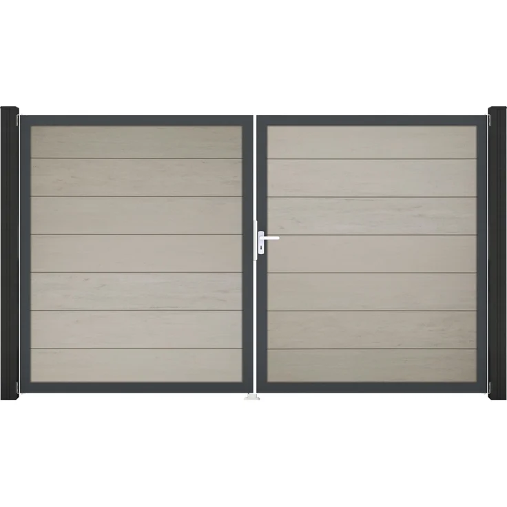 GROEN & JANSSEN GroJa Solid Grande Doppeltor, 2-flügelig aus Alu-Rahmen, Grau DB 703, 300x180x4 cm, DIN links