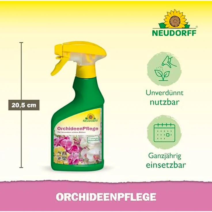 Neudorff OrchideenPflege, Blattpflege zur Förderung der Blütenbildung und des vitalen Wachstums, 250 ml, ohne Kalkflecken – Bild 3