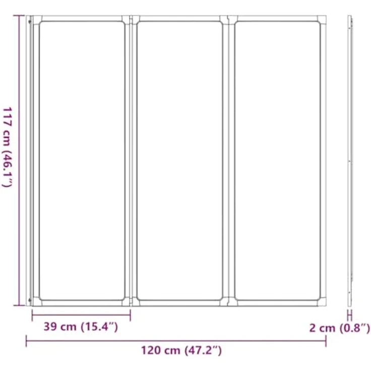 vidaXL Badewannenfaltwand 117x120 cm 3 Paneele Faltbar – Bild 4