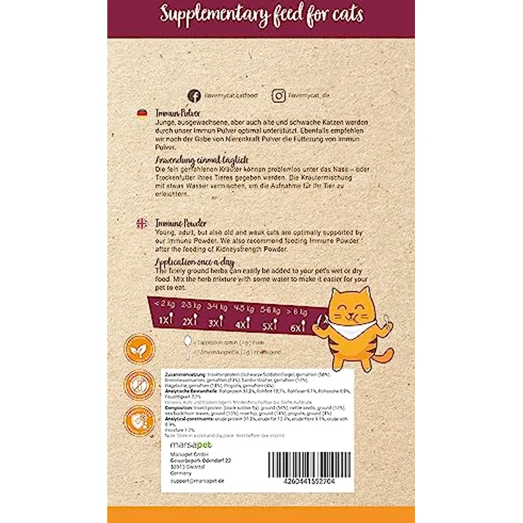 I Love My Cat Nahrungsergänzungsmittel für Katzen mit Sorgfältig Abgestimmte Zusammensetzung Von Tierärzten Entwickelte Rezeptur Ohne Künstliche Zusatzstoffe Immun Pulver 80g – Bild 3