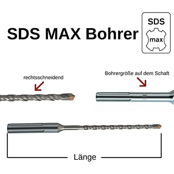 KLASEBO® Hammerbohrer SDS-MAX 4-Schneider, Ø 25,0mm, 520mm Länge, ideal für professionelle Anwendungen – Bild 3