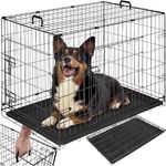 tectake® Hundekäfig, Hundegitter Box, Dog Kennel, Hundebox faltbar, Transportbox stabil, für Hunde und Welpen, für Kofferraum, Auto, Camping und Zuhause, Wohnung - 91,5 x 59,5 x 64 cm, Grau