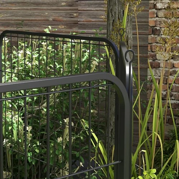 PawHut Welpenauslauf Freigehege Laufstall für Haustier Laufgitter Laufstall Hundegehege individuell gestaltbare Form mit Tür Metall 79 x 100 cm Schwarz – Bild 4