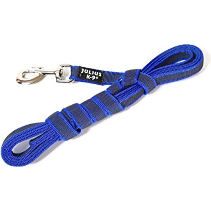 JULIUS K-9 IDC Color & Gray gumierte Leine, 20 mm x 3 m mit Schlaufe, strapazierfähiger Textilstoff, Blau-Grau – Bild 1