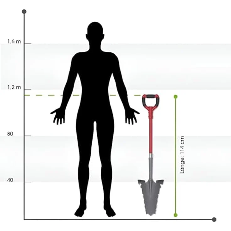 EASYmaxx Wurzelspaten mit Säge, 114 cm, ergonomische Stahlklinge und Trittkanten für effektive Gartenarbeit – Bild 6