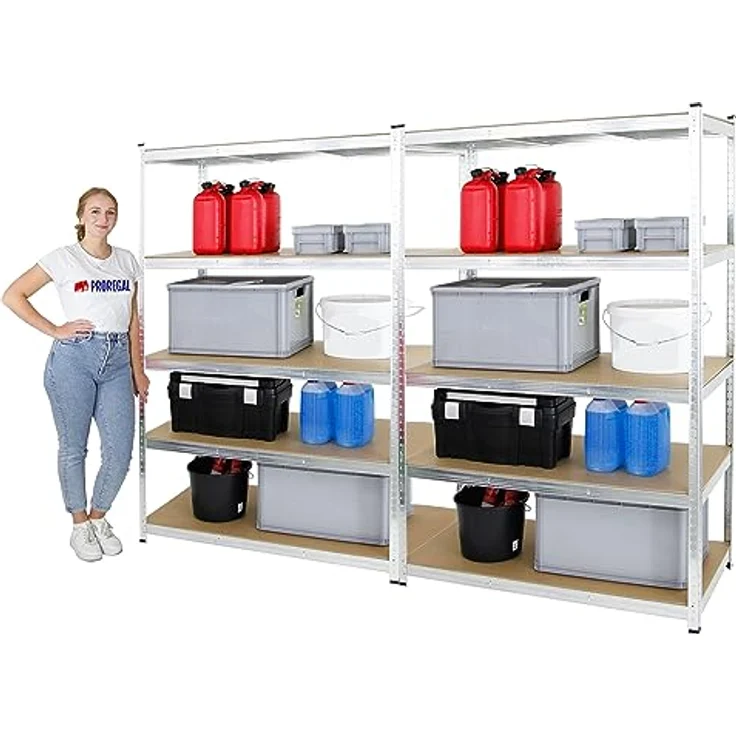 PROREGAL Kellerregal Gorilla 2er Spar-Set | HxBxT 180x120x60cm | Fachlast 175kg | Verzinkt | Garagenregal Werkstattregal  – Bild 3
