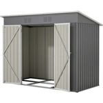 XDOVET Gartenhaus 8x4 FT, Metall Gerätehaus mit inkl. Metallfundament, wetterfest, grau, belüftet und abschließbar