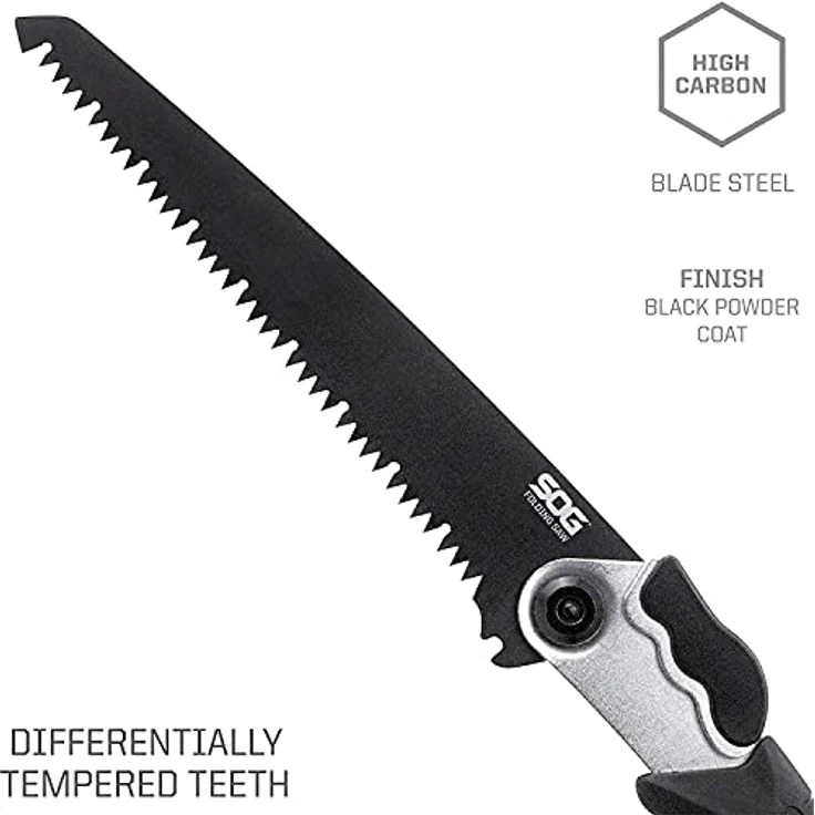 SOG Klappsäge, Handsäge mit 209 mm High Carbon Stahlklinge, Nylonscheide, 168 g Gewicht – Bild 3
