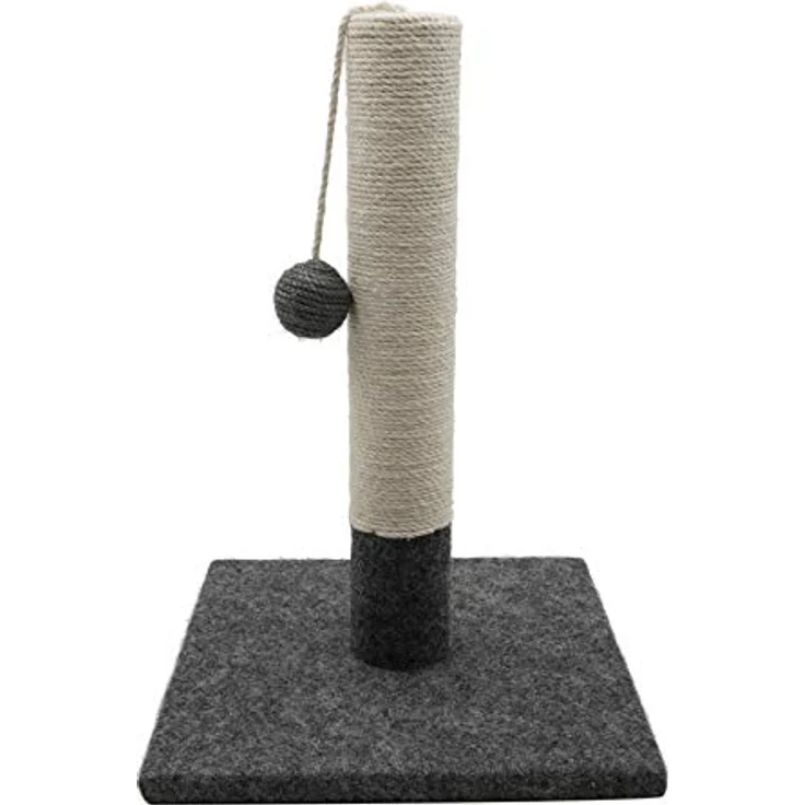 Tyrol | Kratzbaum für Katzen, 42 cm | Kratzpfosten für Katzen aus Jute und strapazierfähigem Stoff mit Bommel | Kratzbaum in modernem Design Farbe Grau und Weiß | stabile Basis 30 x 30 cm – Bild 2