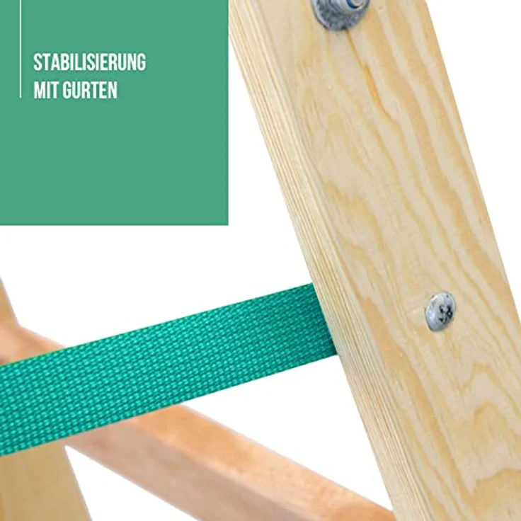 Verdone Holzleiter Standard 2x4 Stufen 150kg klappbare Malerleiter Doppelstufenleiter, astfreies Massivholz, imprägniert, Eimerhaken, 124 cm - blau – Bild 4