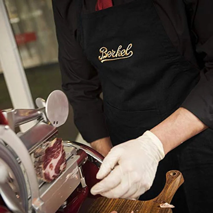 Berkel Schürze, schwarze Kochschürze aus reiner Baumwolle mit goldfarbener Logostickerei – Bild 3