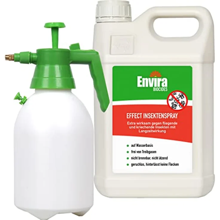 Envira Effect Insektenspray - Universal-Insektizid Mit Langzeitwirkung - Anti-Insekten-Mittel Auf Wasserbasis - 5 Liter + 2L Drucksprüher – Bild 1