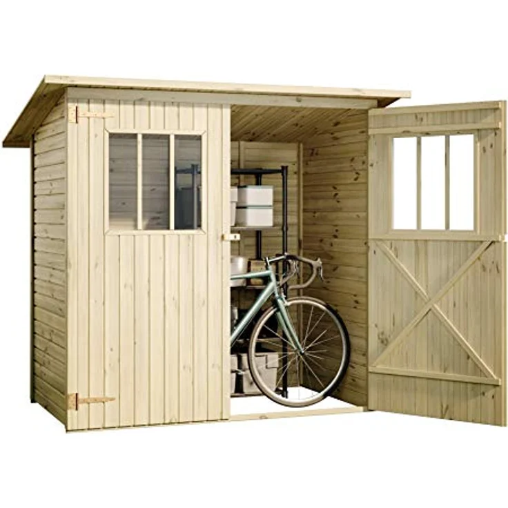 Alpholz Gerätehaus Zimowit aus Massiv-Holz | Gerätehaus mit 14 mm Wandstärke | Garten Holzhaus inklusive Montagematerial | Geräteschuppen 194 x 118 cm | Pultdach – Bild 2
