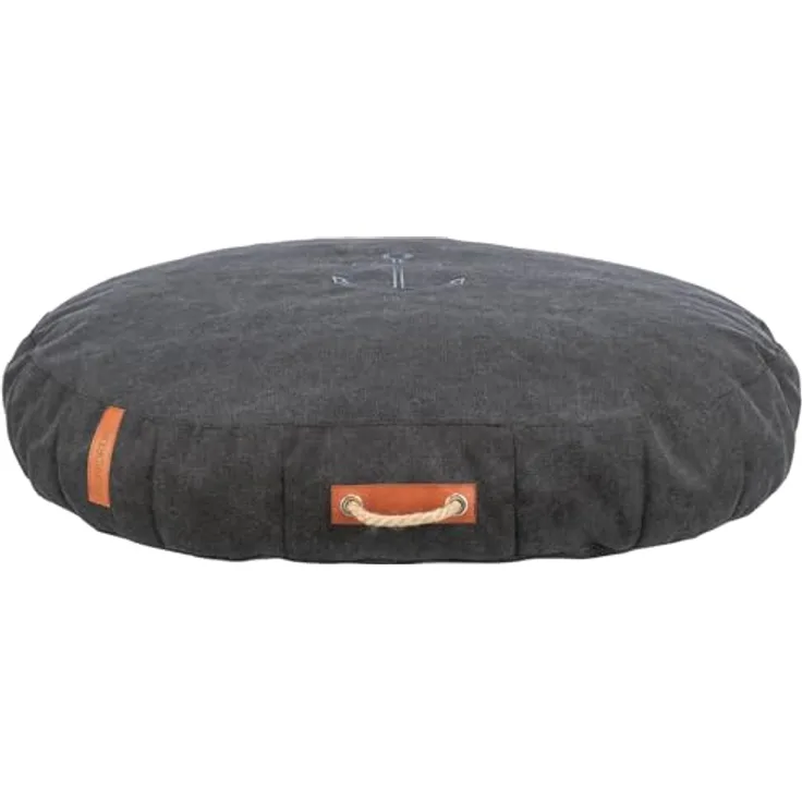 TRIXIE Hundekissen BE Nordic Föhr 120x85 cm in schwarz – bequemes Hundebett für große & sehr große Hunde - ovale Hundecouch mit praktischem Tragegriff - weich & waschbar – 37478
