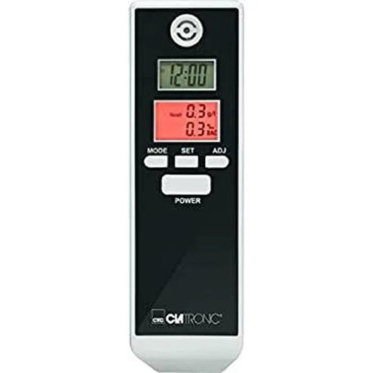 Clatronic Alkoholtester AT 3605 weiß-schwarz | Schnelle Messbereitschaft | Optische Warnmeldung bei 0,2 ‰ und 0,5 ‰