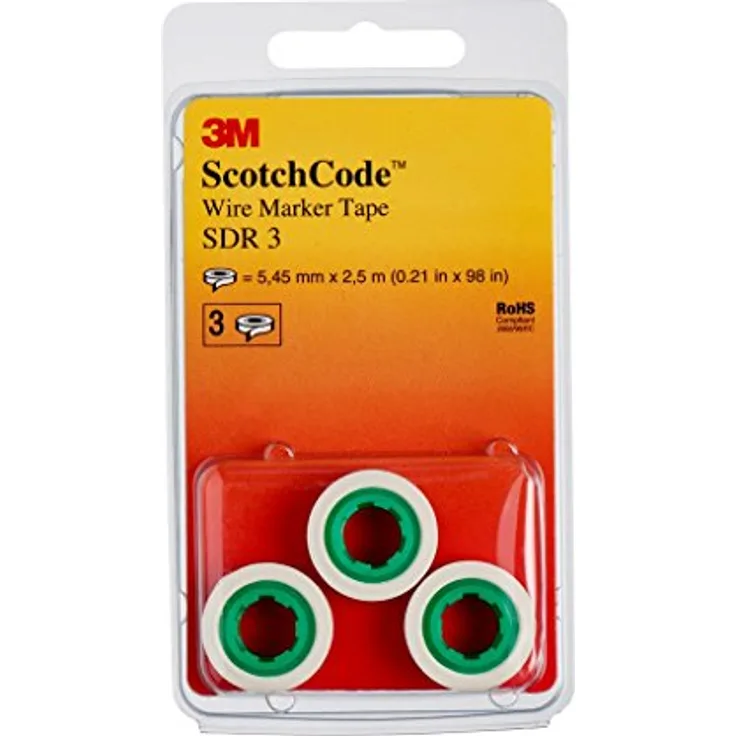 3M ScotchCode SDR-3 Kabelmarkierer Nachfüllrollen, Ziffer 3 (3-er Pack)