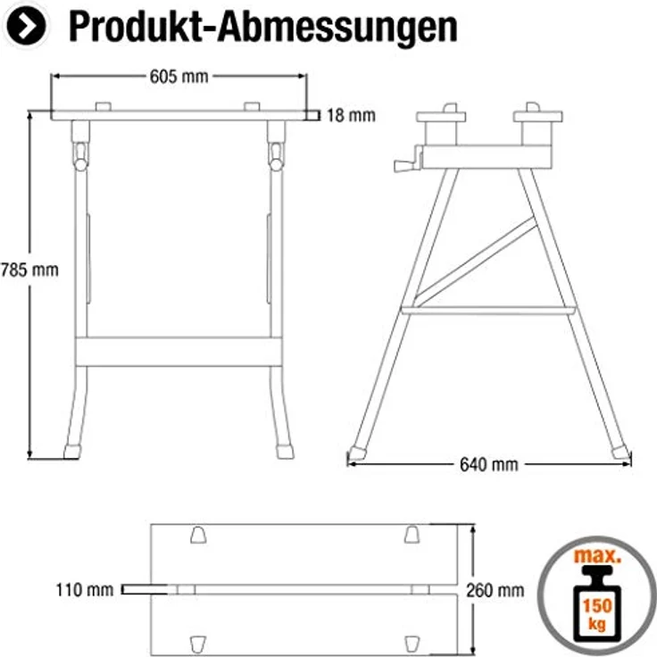 Meister Werk-und Spanntisch-150 kg Tragkraft-Große Arbeitsfläche-Aufgedruckte Skala & Winkelangaben-Klappbar-Vielseitig verstellbar-Werkbank mit Spannbacken-Arbeitstisch-9079100 – Bild 2
