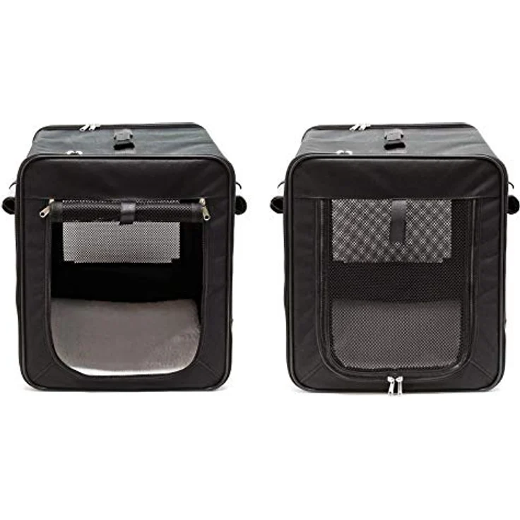 Wiltec Fudajo Faltbare Transportbox für Hunde, Katzen M (58x46x53 cm), robust, leicht, sicher, mit entnehmbarem Kissen, Schwarz – Bild 4