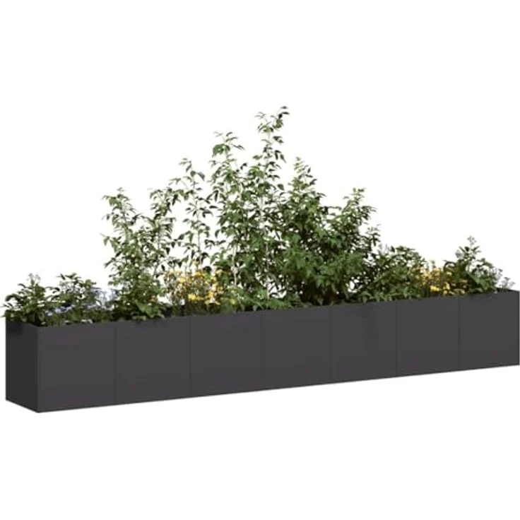 vidaXL Pflanzkübel Schwarz 280x40x40 cm Kaltgewalzter Stahl, Garten-Pflanzgefäß mit erhöhter Stabilität – Bild 2