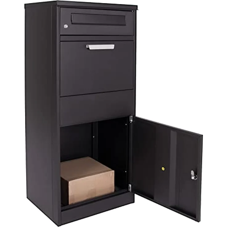 XPOtool Paketkasten Schwarz 1120 x 500 x 370 mm, Standbriefkasten Stahl, Private Paketannahme geeignet für Pakete und Päckchen – Bild 4