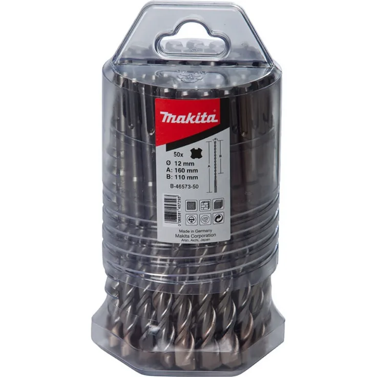 Makita HM Bohrer v-plus, 8,0 mm Durchmesser, 110 mm Länge, SDS-plus, 50 Stück 