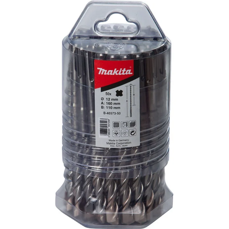 Makita HM Bohrer v-plus, 8,0 mm Durchmesser, 110 mm Länge, SDS-plus, 50 Stück  – Bild 1