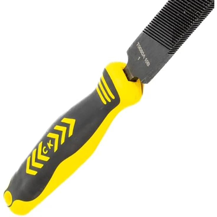 C.K Werkstattfeile CK T0080A 10B, grober Hieb, 250 mm, flach, ergonomischer Griff, Kohlenstoffstahl mit Schwarzoxid-Beschichtung – Bild 2