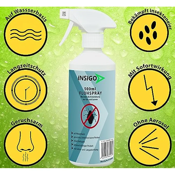 INSIGO Anti-Floh-Spray 2 Liter + 500ml | Hochwirksame Flohbekämpfung | Mittel gegen Flöhe auf Wasserbasis | Floh-Abwehr gegen Larven & Eier | Fleckenfreies Floh-Mittel mit Langzeitwirkung – Bild 5