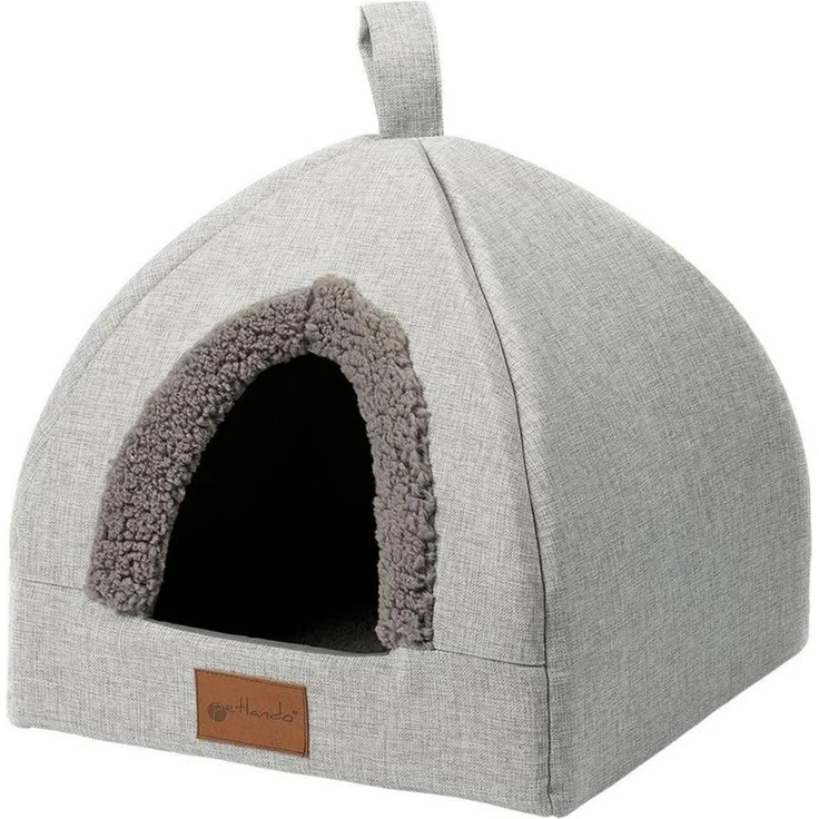 Petlando Kuschelhöhle Bastia, Stone, Katzenkorb aus formstabilem Schaumstoff, rutschfeste Unterseite, 35 x 40 x 40 cm, waschbar bei 30 °C