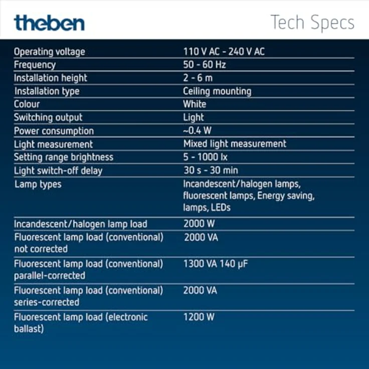 Theben thePiccola P360-100 DE WH, Passiv-Infrarot-Präsenzmelder für Deckenmontage, 360° Erfassungsbereich, IP 55, fernbedienbar, weiß – Bild 5