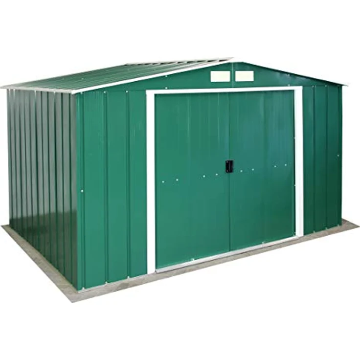 Duramax 10 x 8 (7.28 m²) Metallgerätehaus, feuerverzinktes Metall gerätehaus - Geräteschuppen, verstärkte Dachkonstruktion, wartungsfreier und wetterfester Metallschuppen, Grün – Bild 1