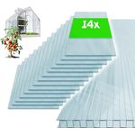 GARMIO® 14x ACRI Hohlkammerstegplatten Gewächshausplatten 4mm 10,25 m² Doppelstegplatte 121x60,5 cm, UV-beständig