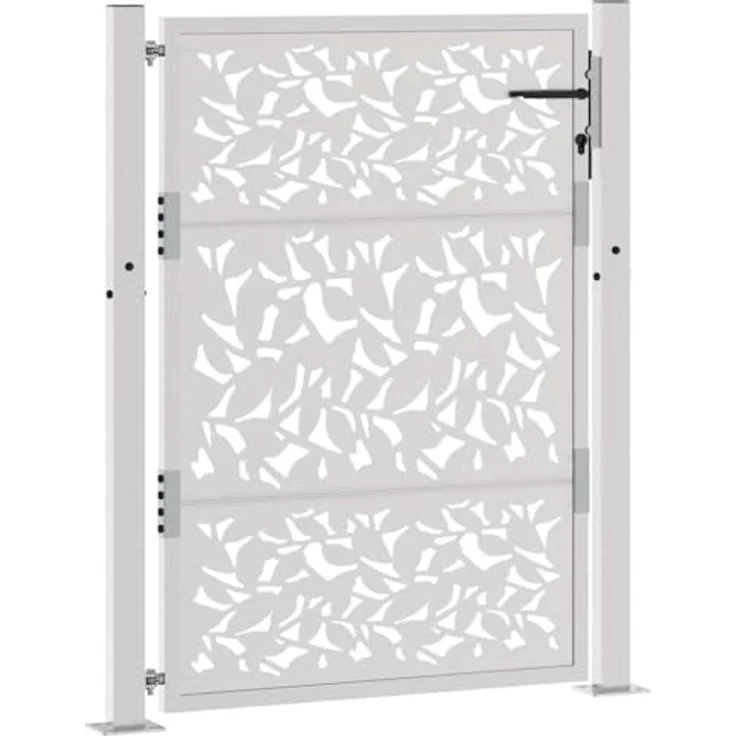 vidaXL Gartentor 105x130 cm Rostiger Wetterfester Stahl Blatt-Design Abschließbar – Bild 3