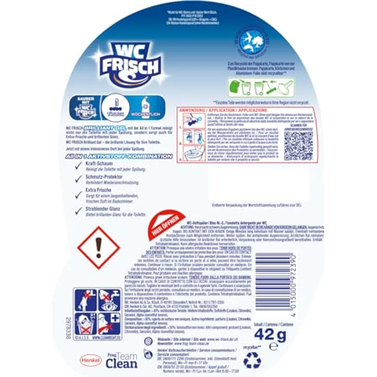 WC Frisch Brilliant All-in-1 WC-Duftspüler Arktischer Ozean, 42g Premium Badreiniger mit Kraft-Schaum und langanhaltender Frische – Bild 2