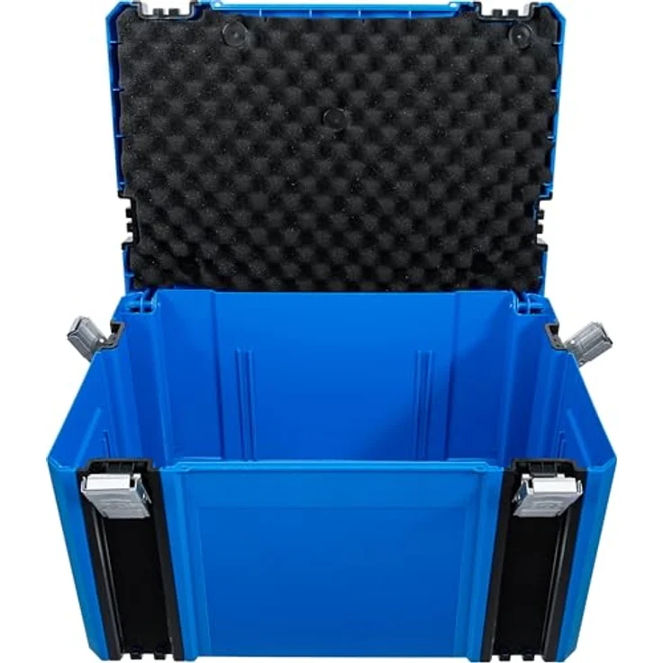 BGS TECHNIC Systemkoffer Größe L, robuster Aufbewahrungskoffer aus ABS-Kunststoff mit klappbarem Aluminium Tragegriff und 4 Schnappschlössern – Bild 8