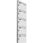 AL Briefkastensysteme Basic 5er Briefkasten RAL 9016 Verkehrs Weiss 5 Fach DIN A4 wetterfest Briefkastenanlage mit Posthaltebügel und 2 Namensschildern